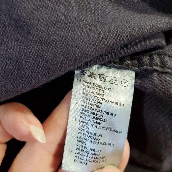 🔺️Divided H&M Black Jean Snap-up Long Sleeve Shirt w/Chest Pockets Size 10 - Picture 8 of 8